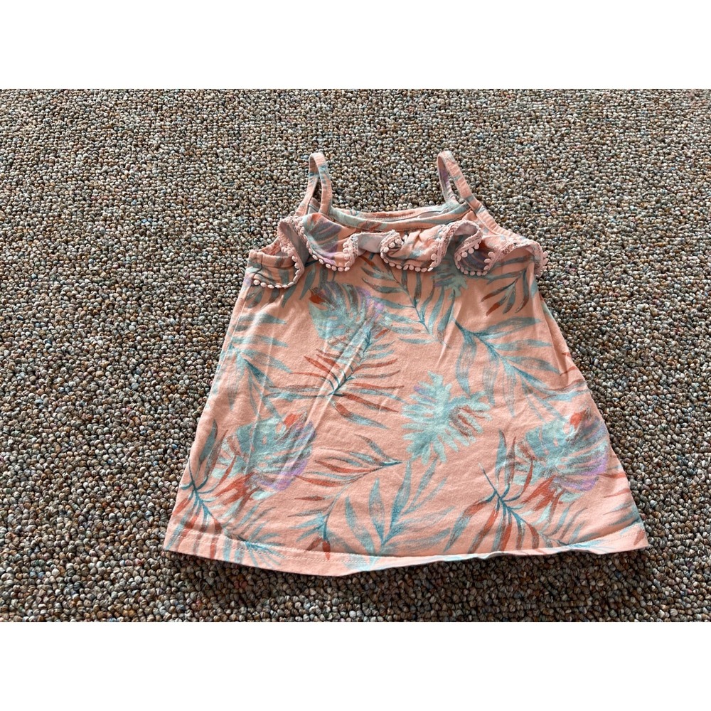 OshKosh Girls Pink & Blue Fern Sleeveless Top 3T